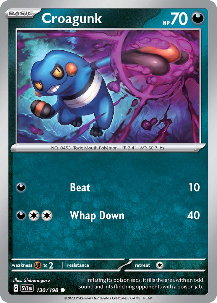 Croagunk 130/198 Common Scarlet & Violet Pokémon card