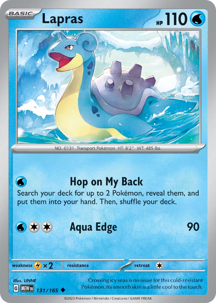 Lapras 131/165 Uncommon 151 Pokémon card