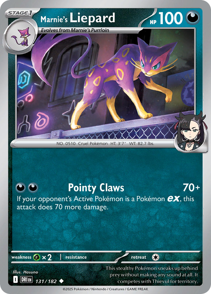 Marnie's Liepard 131/182 Common Destined Rivals Pokémon card