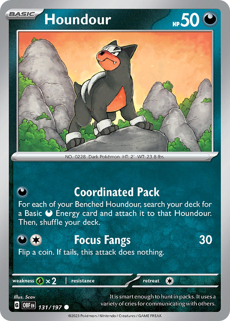 Houndour 131/197 Common Obsidian Flames Pokémon card