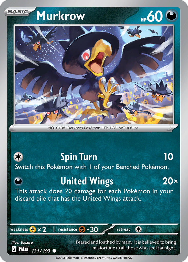 Murkrow 131/193 Common Paldea Evolved Pokémon card