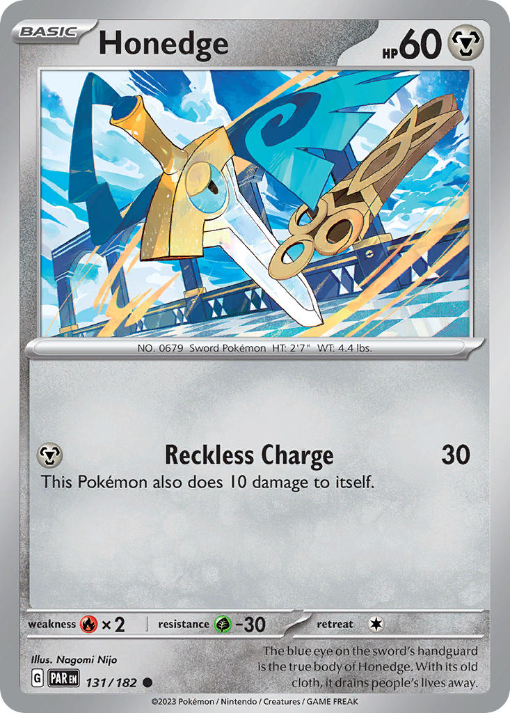 Honedge 131/182 Common Paradox Rift Pokémon card
