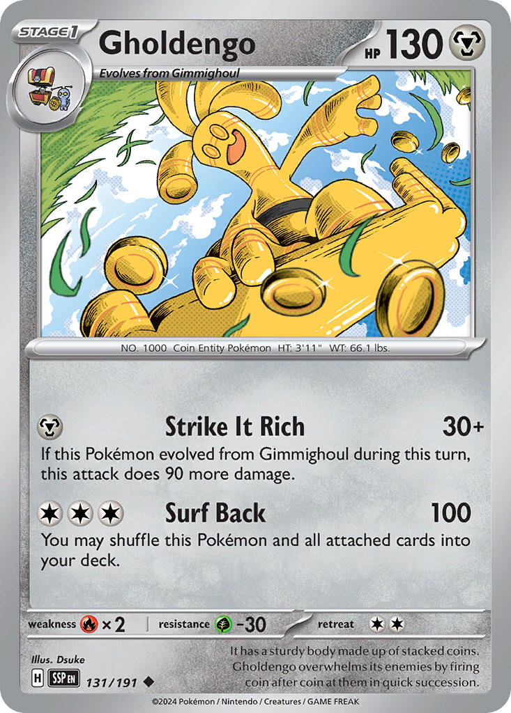 Gholdengo 131/191 Rare Surging Sparks Pokémon card