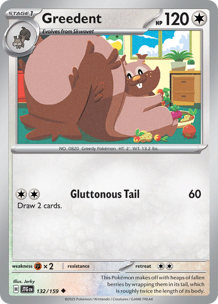 Greedent 132/159 Common Journey Together Pokémon card