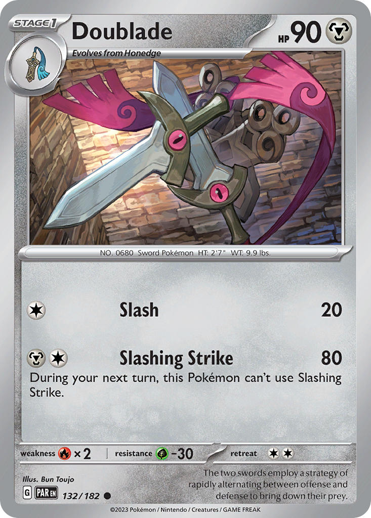 Doublade 132/182 Common Paradox Rift Pokémon card