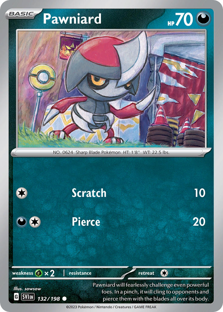 Pawniard 132/198 Common Scarlet & Violet Pokémon card