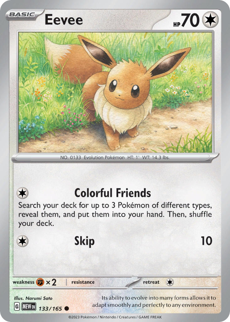 Eevee 133/165 Common 151 Pokémon card