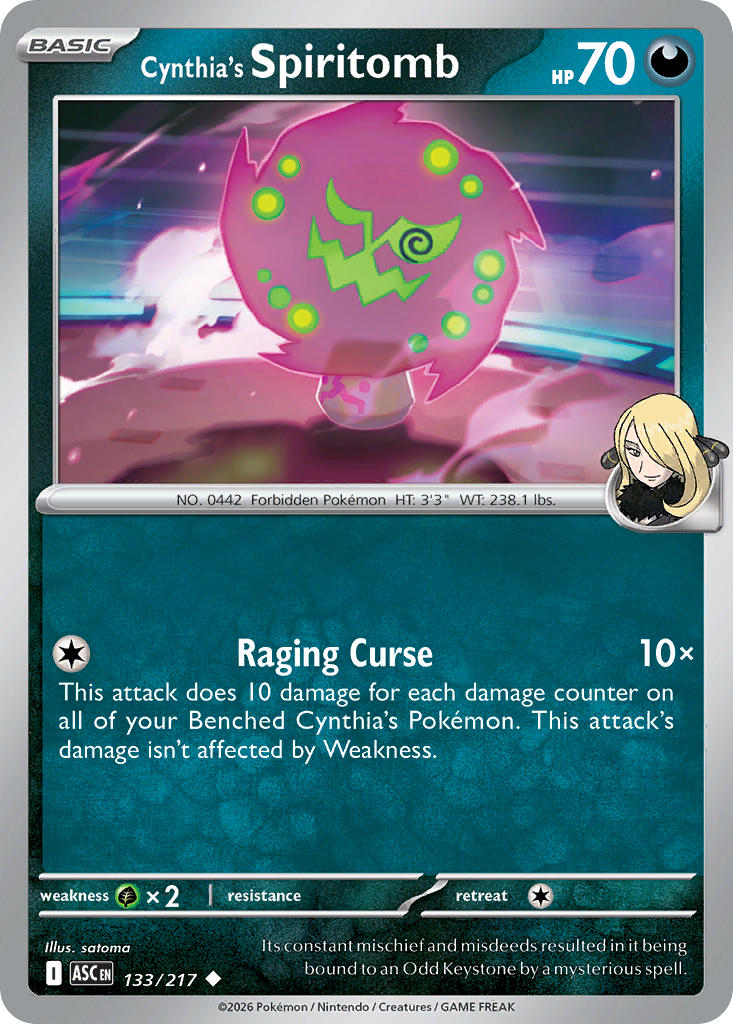 Cynthia's Spiritomb 133/217 Rare Ascended Heroes Pokémon card