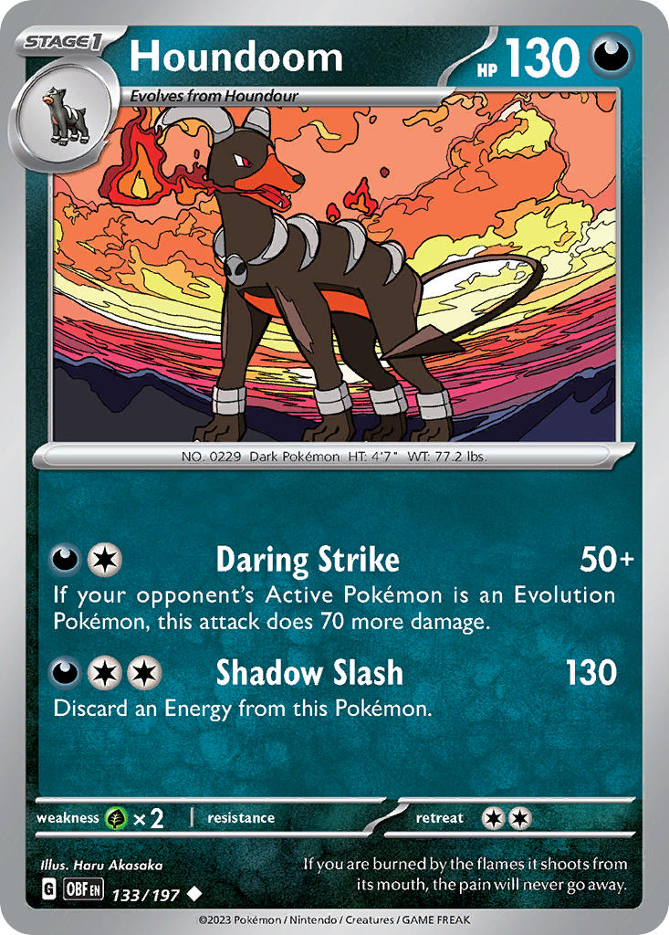 Houndoom 133/197 Uncommon Obsidian Flames Pokémon card