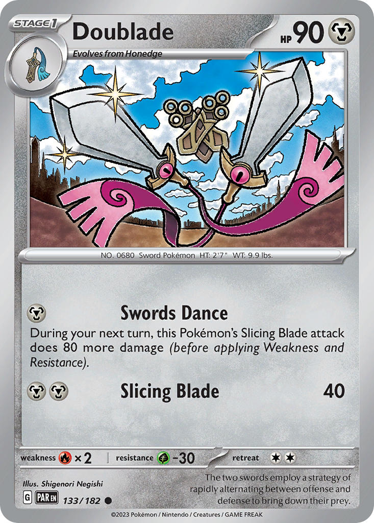 Doublade 133/182 Common Paradox Rift Pokémon card