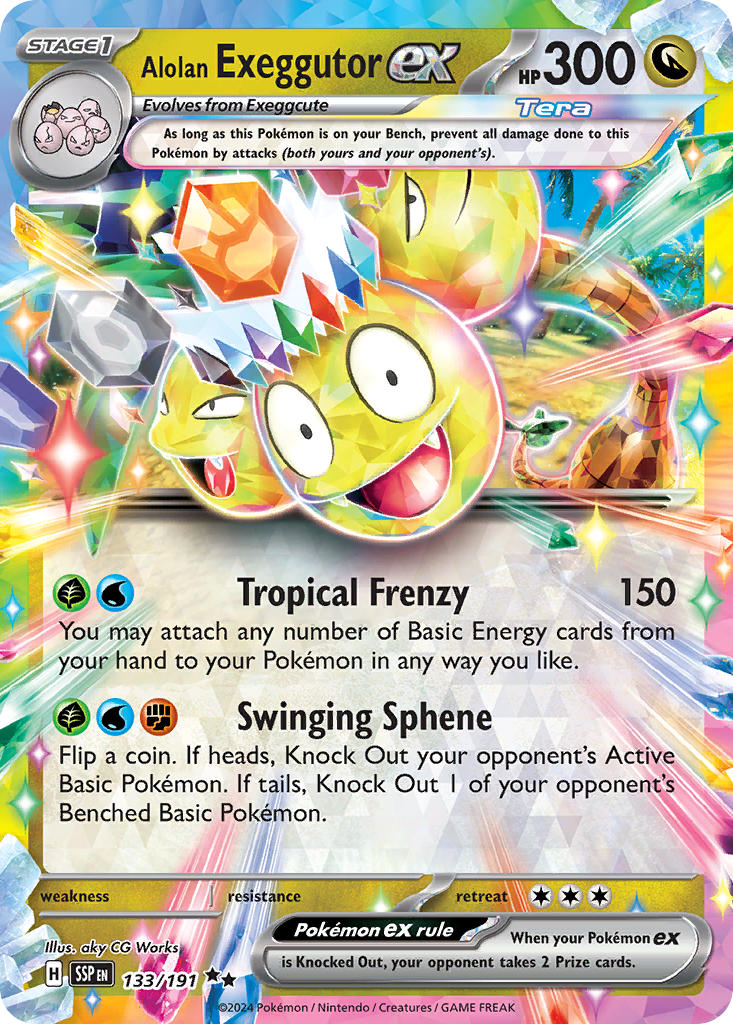 Alolan Exeggutor EX 133/191 Double Rare Surging Sparks Pokémon card