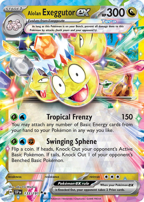 Alolan Exeggutor EX 133/191 Double Rare Surging Sparks Pokémon card