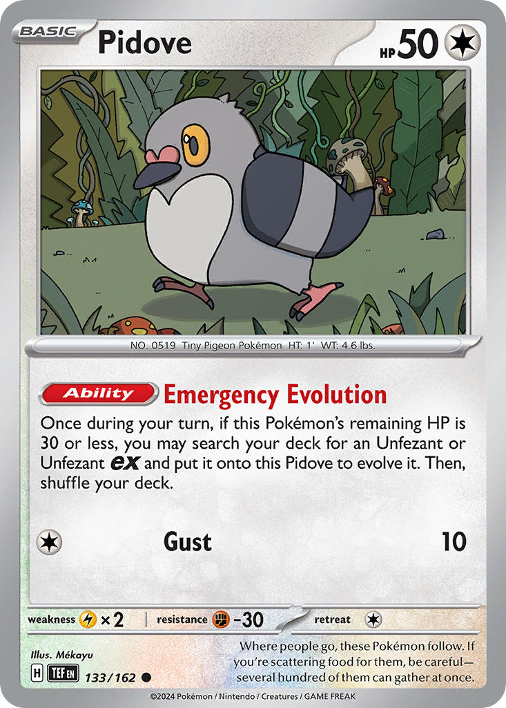 Pidove 133/162 Common Temporal Forces Pokémon card