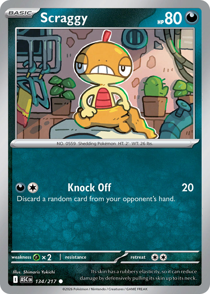 Scraggy 134/217 Common Ascended Heroes Pokémon card