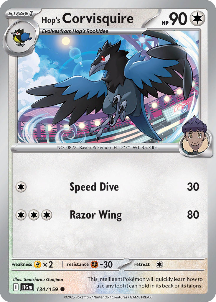 Hop's Corvisquire 134/159 Common Journey Together Pokémon card