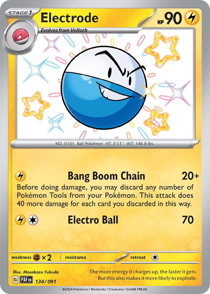 Electrode 134/091 Shiny Rare Paldean Fates Pokémon card