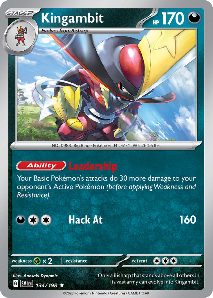 Kingambit 134/198 Rare Scarlet & Violet Pokémon card