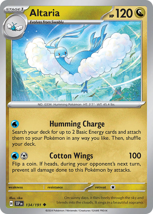 Altaria 134/191 Common Surging Sparks Pokémon card