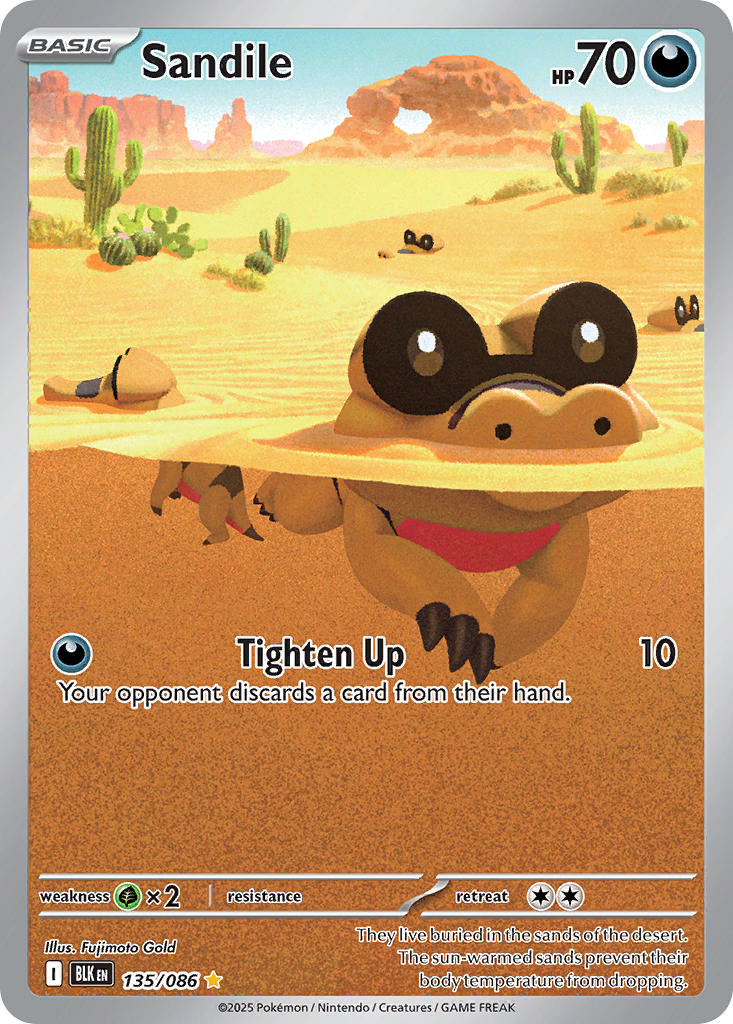 Sandile 135/086 Illustration Rare Black Bolt Pokémon card