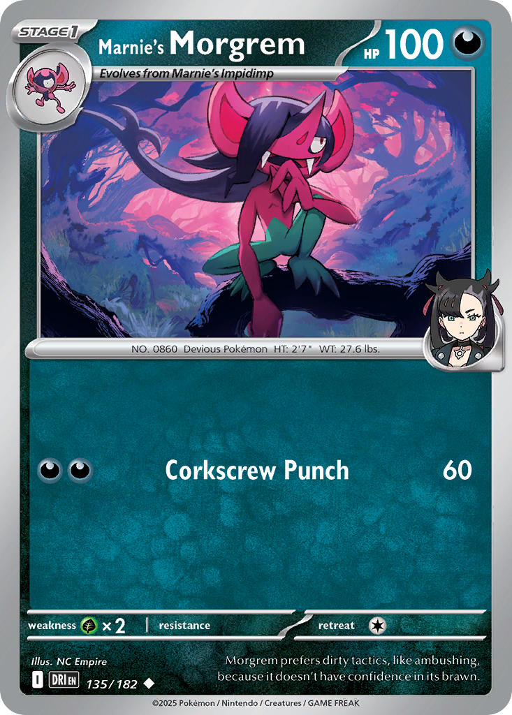 Marnie's Morgrem 135/182 Common Destined Rivals Pokémon card