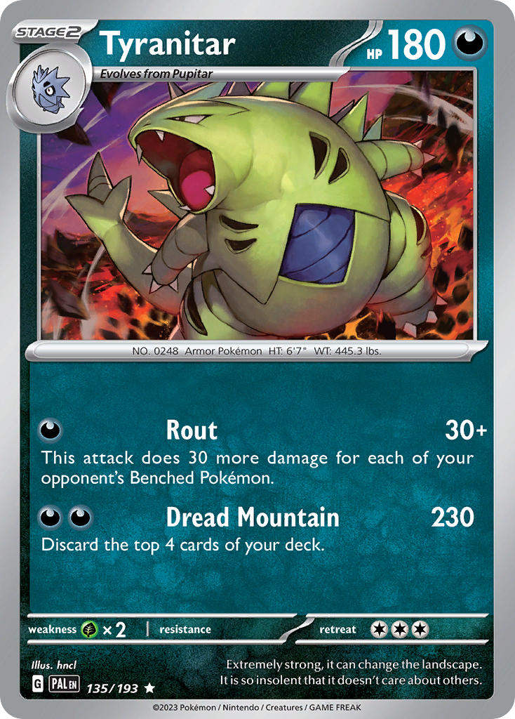 Tyranitar 135/193 Rare Paldea Evolved Pokémon card