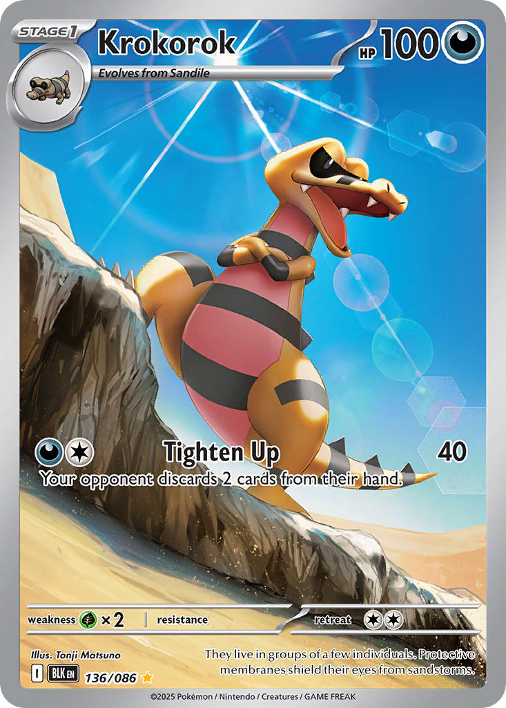 Krokorok 136/086 Illustration Rare Black Bolt Pokémon card