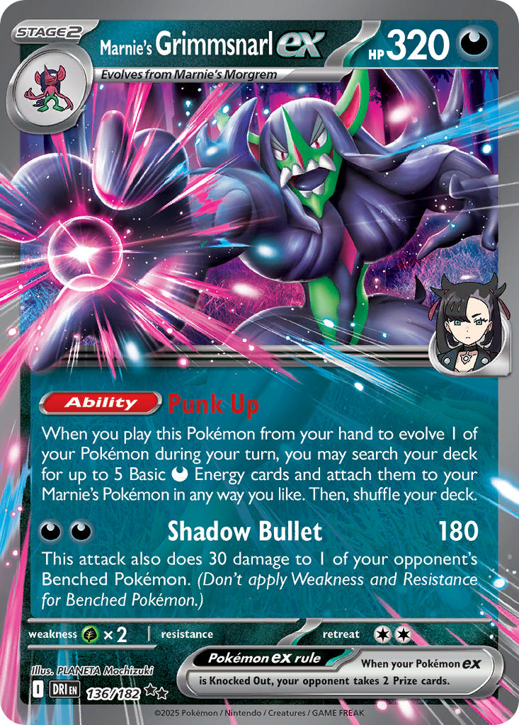 Marnie's Grimmsnarl EX 136/182 Double Rare Destined Rivals Pokémon card