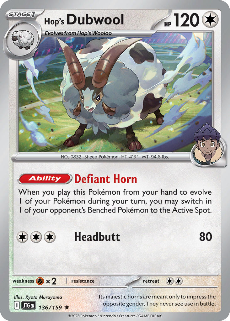Hop's Dubwool 136/159 Common Journey Together Pokémon card