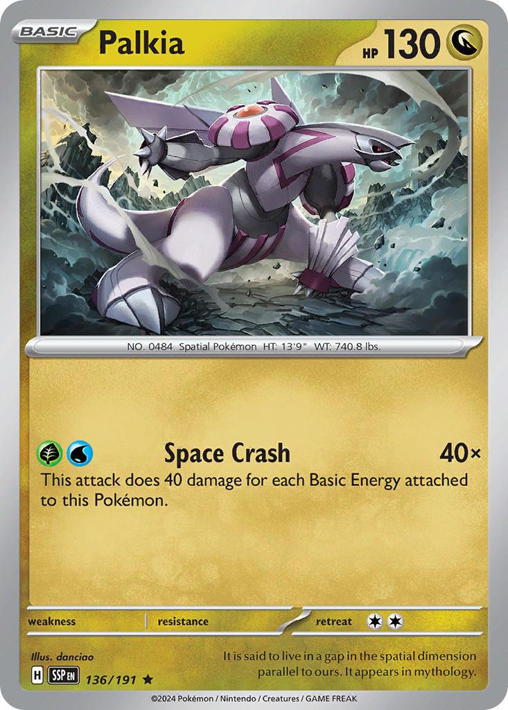 Palkia 136/191 Rare Surging Sparks Pokémon card