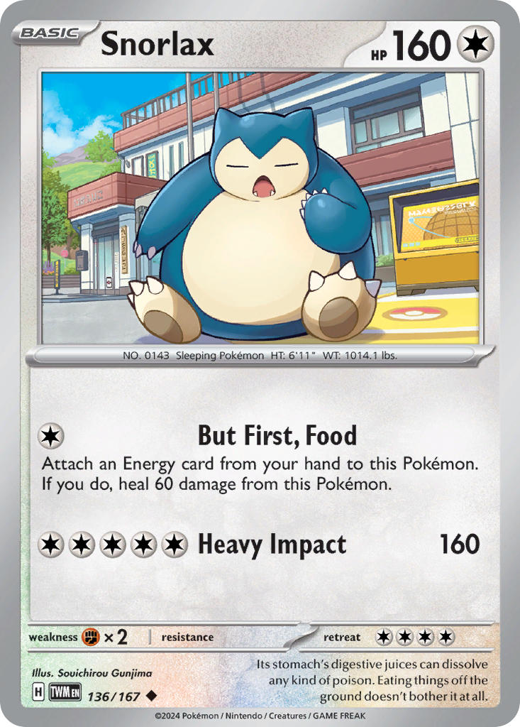 Snorlax 136/167 Rare Twilight Masquerade Pokémon card