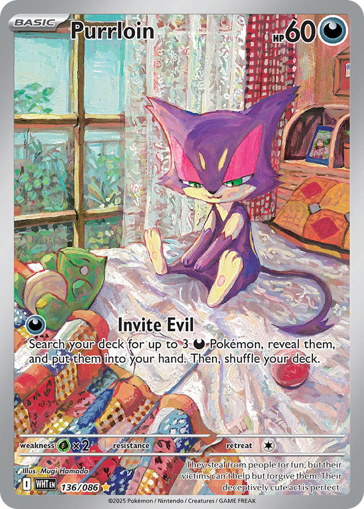 Purrloin 136/086 Illustration Rare White Flare Pokémon card
