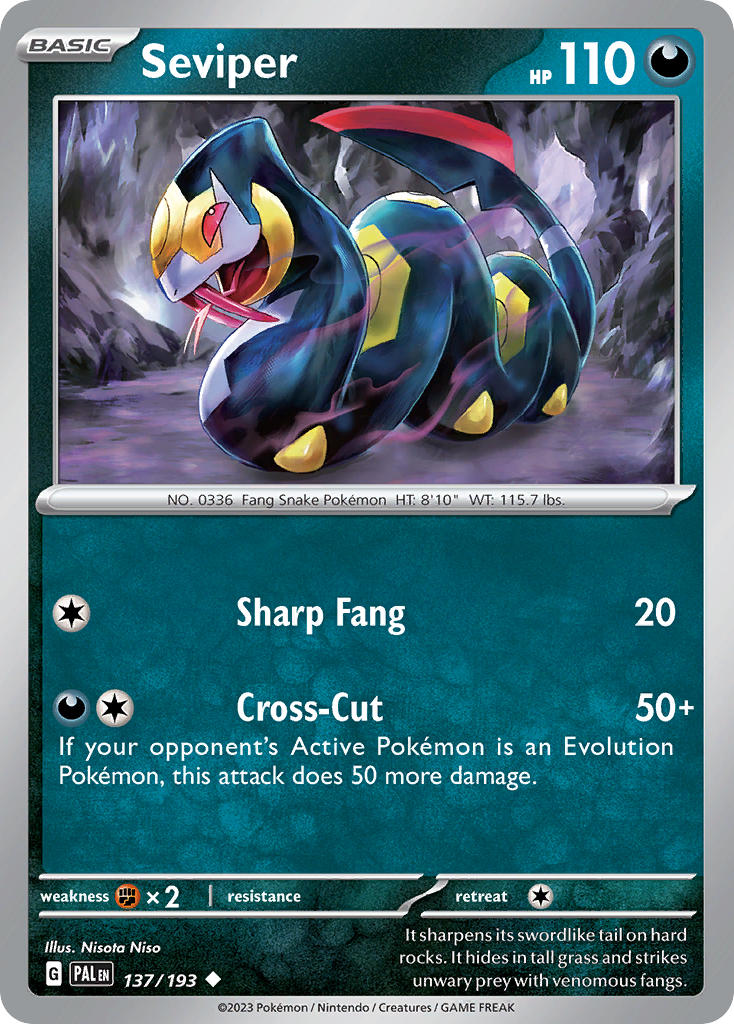 Seviper 137/193 Common Paldea Evolved Pokémon card