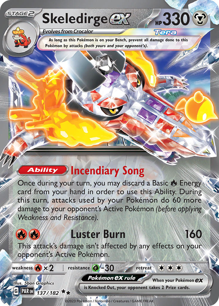 Skeledirge EX 137/182 Double Rare Paradox Rift Pokémon card