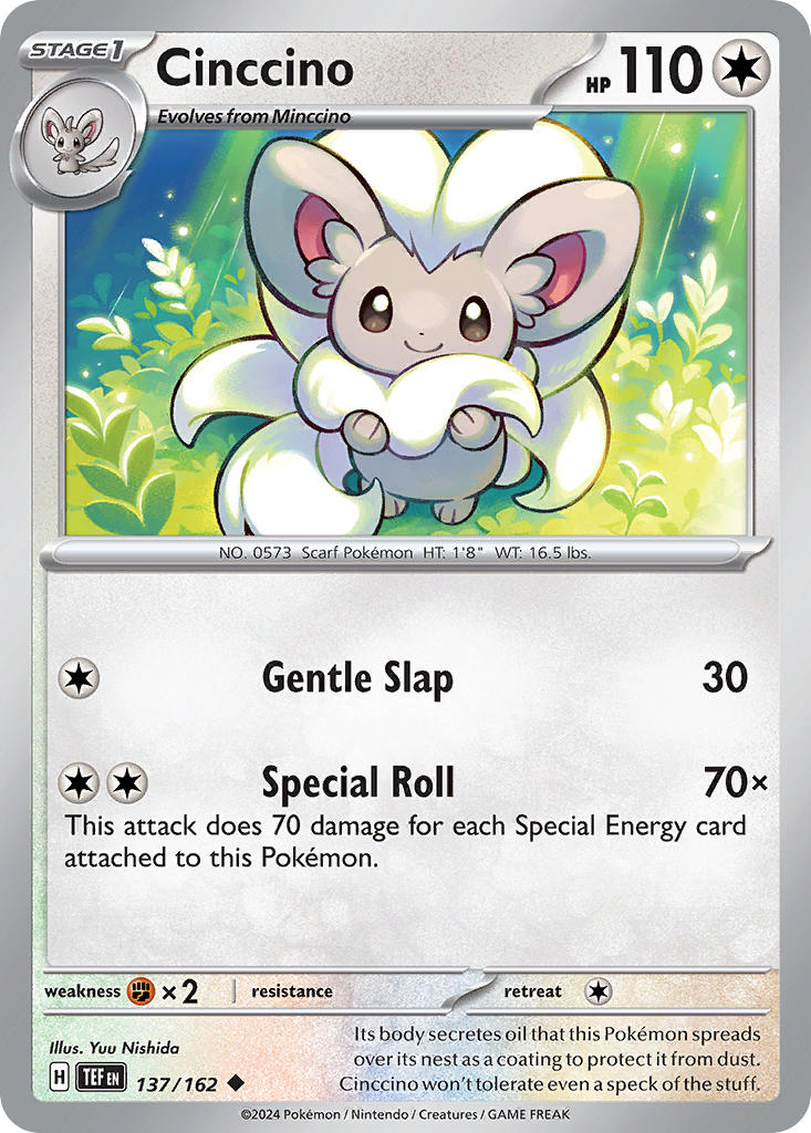 Cinccino 137/162 Rare Temporal Forces Pokémon card