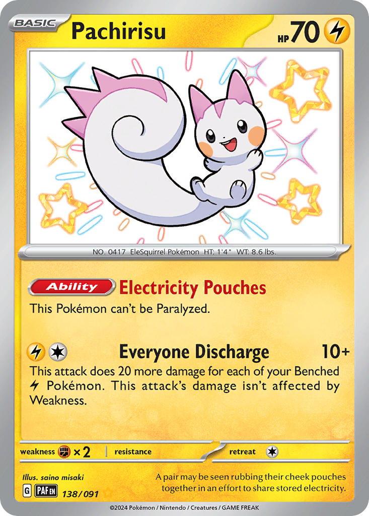 Pachirisu 138/091 Shiny Rare Paldean Fates Pokémon card