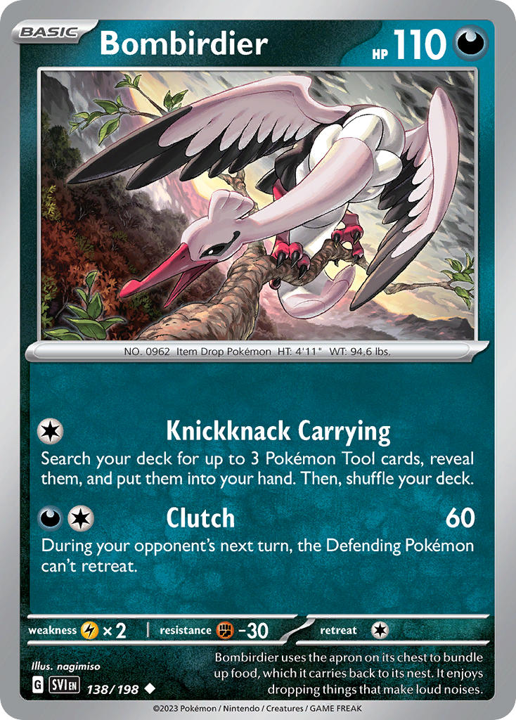 Bombirdier 138/198 Uncommon Scarlet & Violet Pokémon card