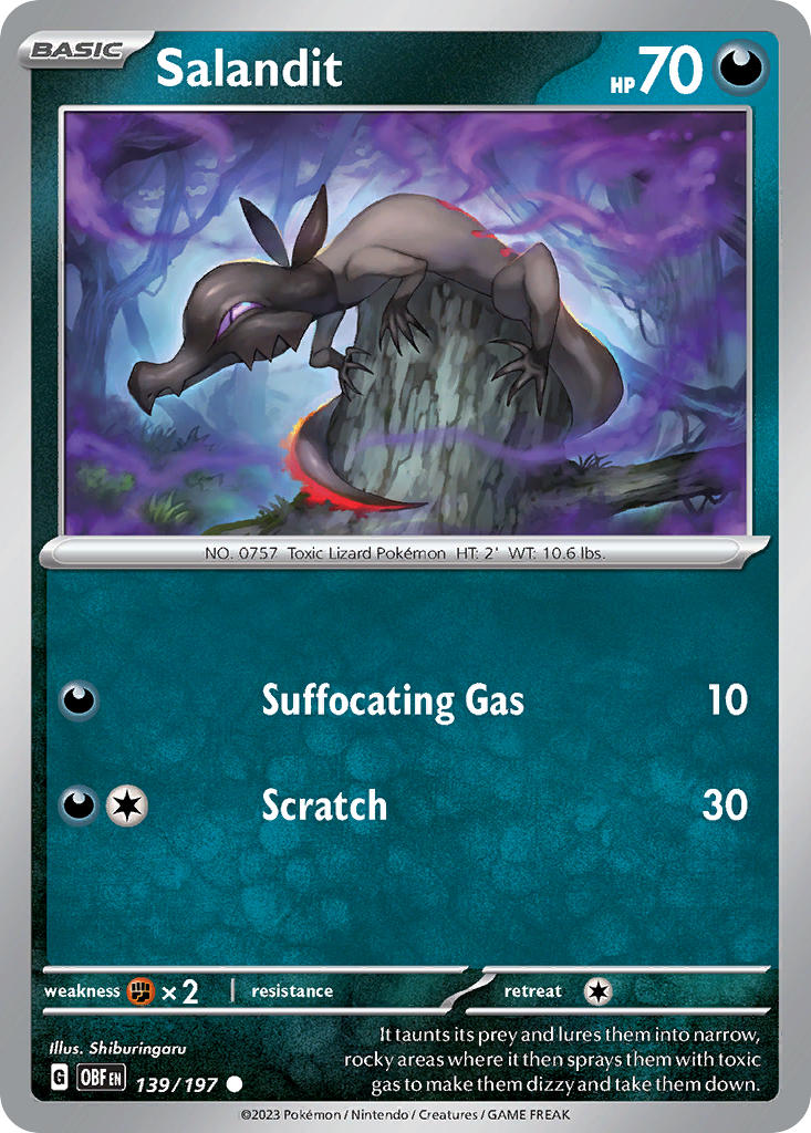 Salandit 139/197 Common Obsidian Flames Pokémon card