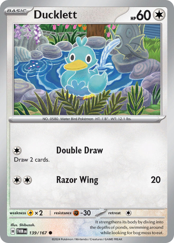 Ducklett 139/167 Common Twilight Masquerade Pokémon card