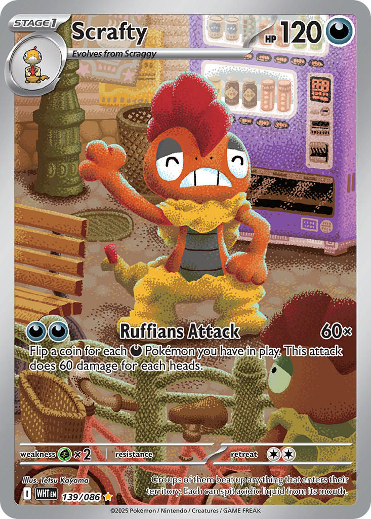 Scrafty 139/086 Illustration Rare White Flare Pokémon card