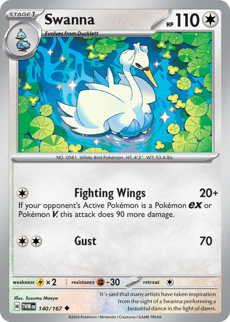Swanna 140/167 Rare Twilight Masquerade Pokémon card