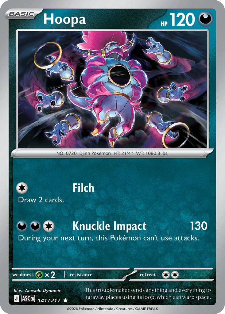 Hoopa 141/217 Rare Ascended Heroes Pokémon card