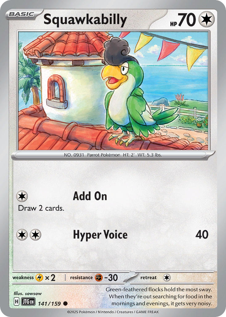 Squawkabilly 141/159 Common Journey Together Pokémon card