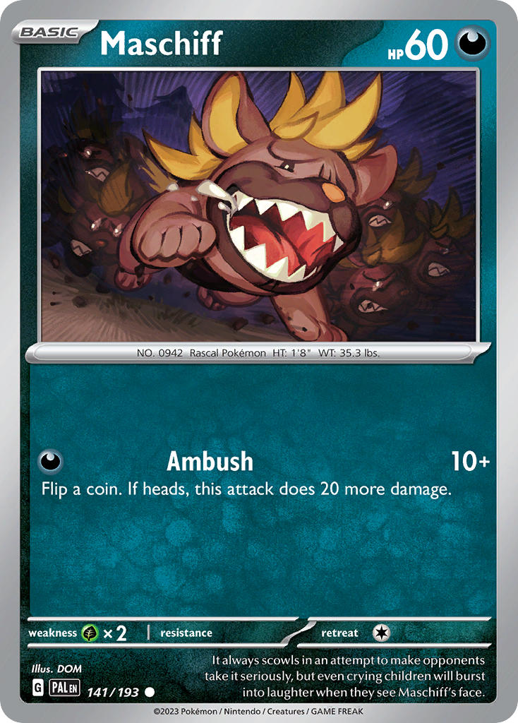 Maschiff 141/193 Common Paldea Evolved Pokémon card
