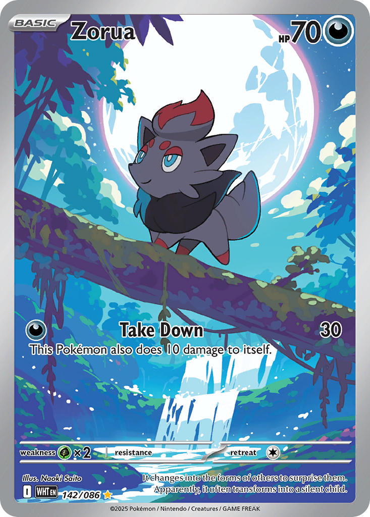 Zorua 142/086 Illustration Rare White Flare Pokémon card