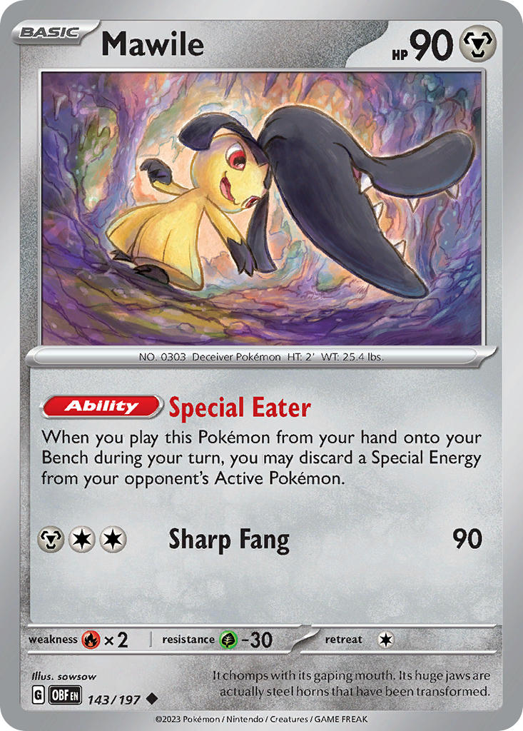 Mawile 143/197 Uncommon Obsidian Flames Pokémon card