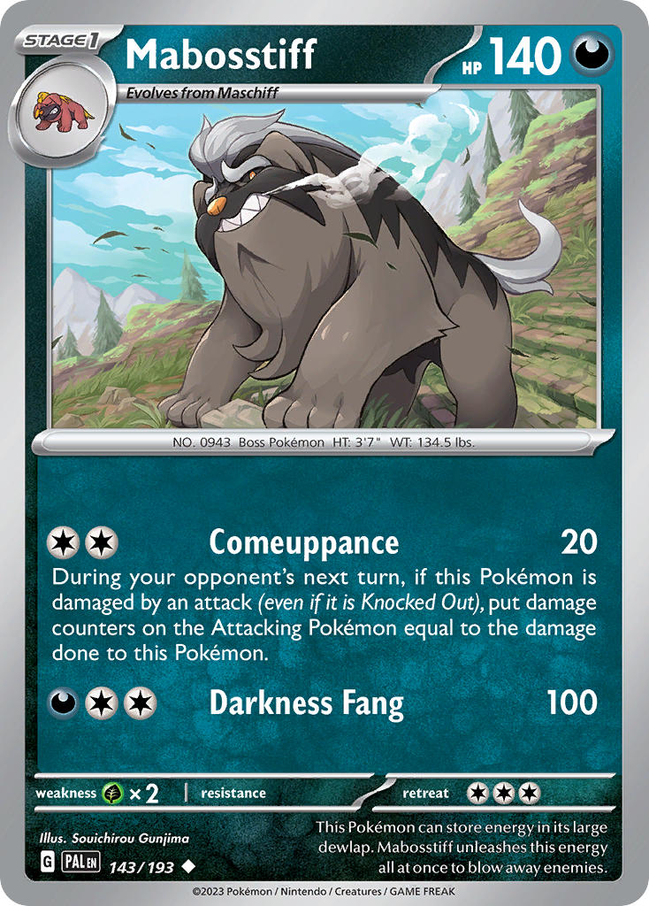 Mabosstiff 143/193 Rare Paldea Evolved Pokémon card