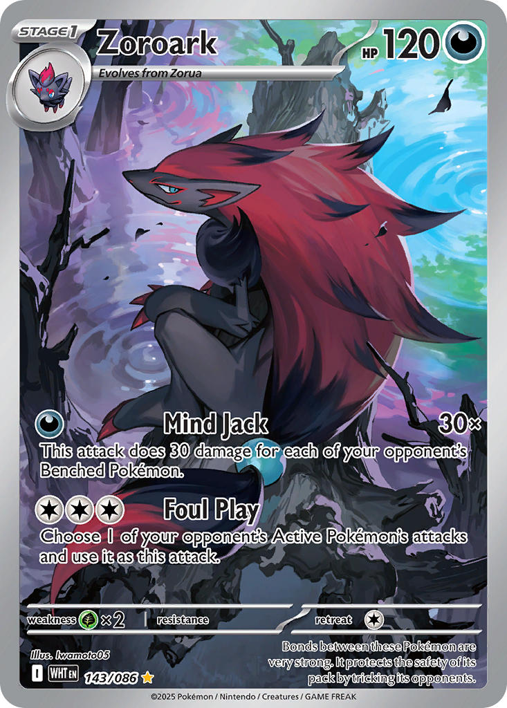 Zoroark 143/086 Illustration Rare White Flare Pokémon card