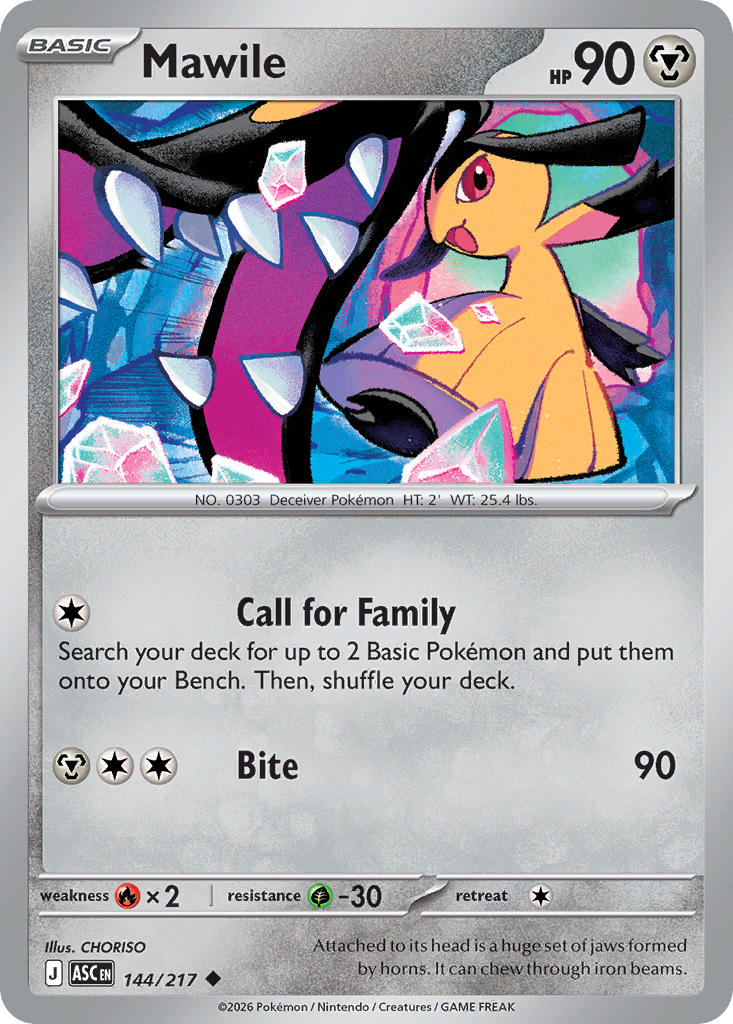 Mawile 144/217 Common Ascended Heroes Pokémon card