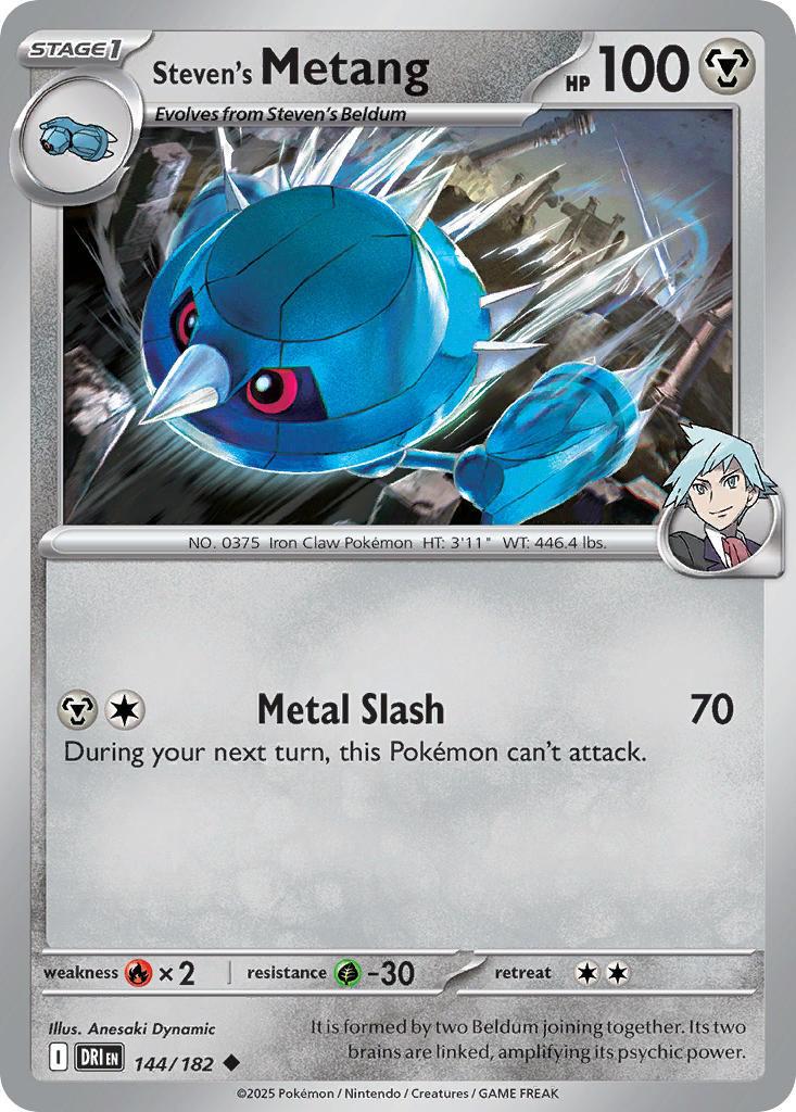 Steven's Metang 144/182 Common Destined Rivals Pokémon card