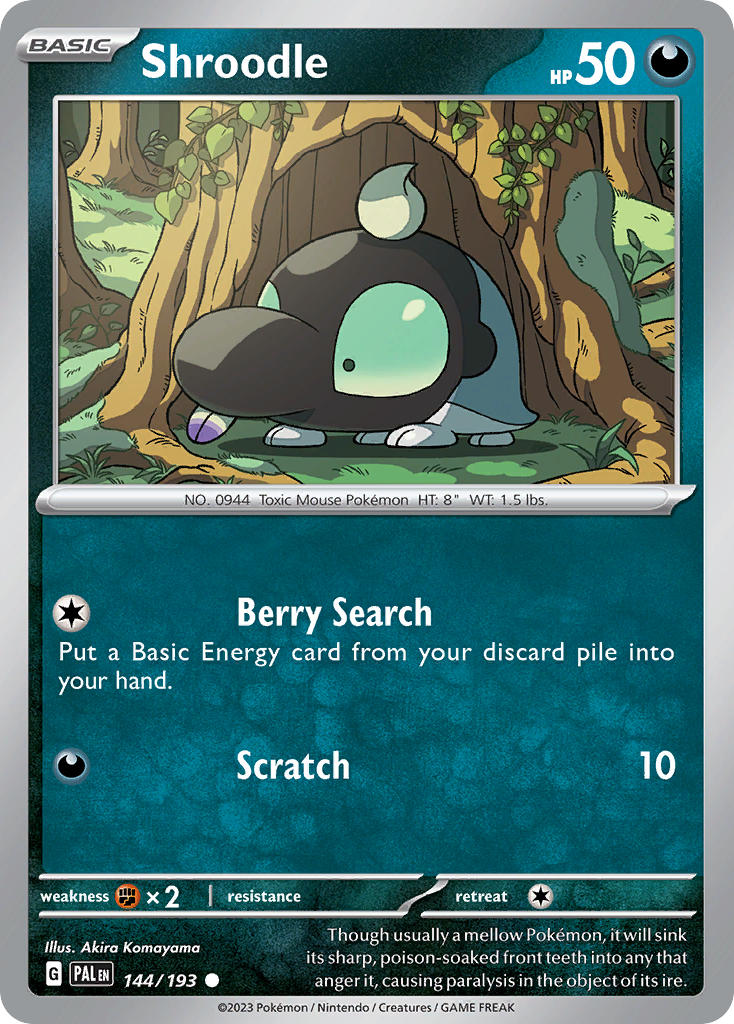 Shroodle 144/193 Common Paldea Evolved Pokémon card